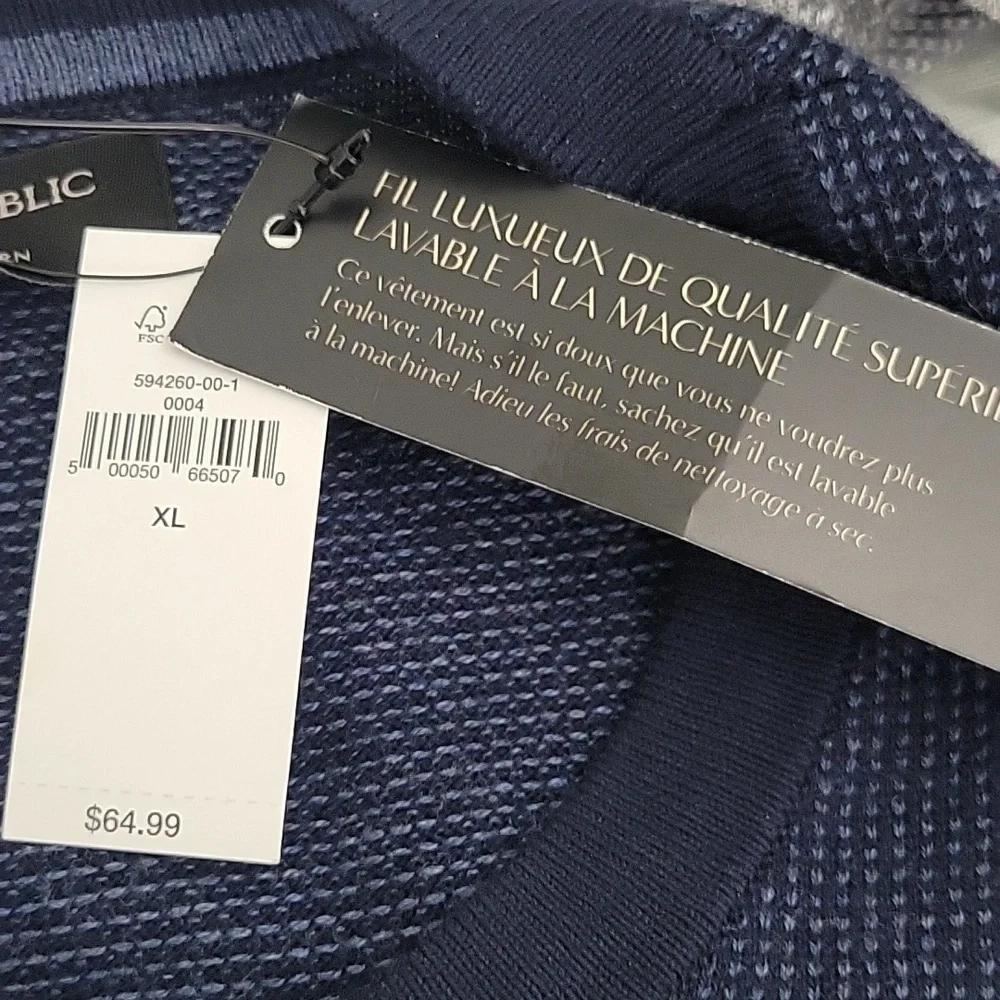 Banana Republic Men's Navy Crewneck Waffle Weave Pullover Men's Size XL NWT